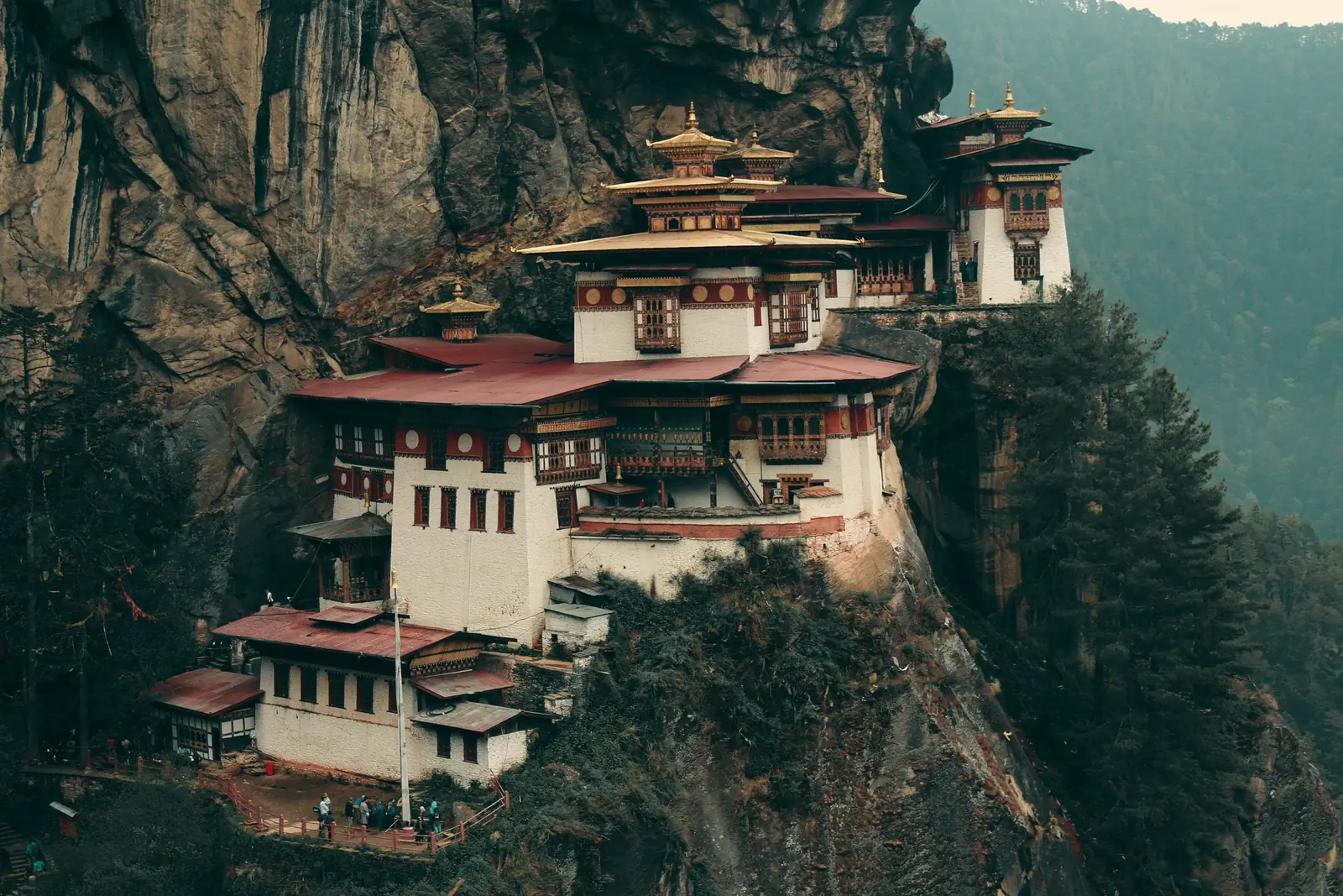 Paro Taktsang, the Tiger's Nest monastery, on its cliff in Bhutan